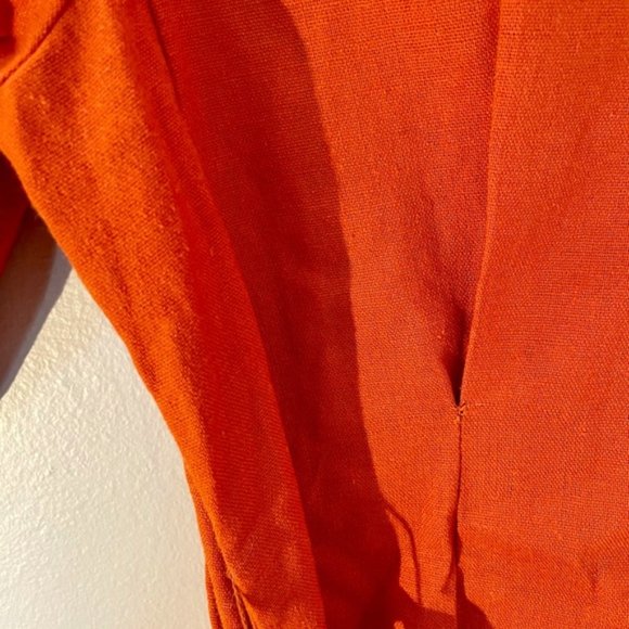 Urban Outfitters Orange Tie Waist Button Short Sleeve Mini Dress Boho Small - Picture 8 of 9